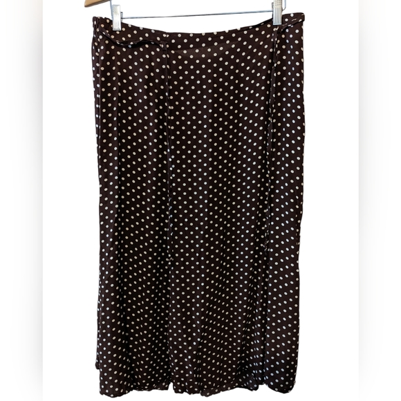 Vintage Maggie McNaughton Brown with Cream Polka Dot Light Pleated Skirt Sz 16W - Picture 2 of 11